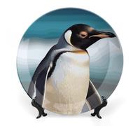 Rkklvbns Cute Penguin Decorative Plates 6inch Ceramic Dinner Plates Bone China Decorative Plate with Display Stand Dessert Plates for Home Office Wall Decoration