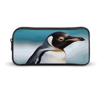 Rkklvbns Cute Penguin Large Pencil Case Portable Pencil Bag with Zipper Stationery Organizer Simple Storage Aesthetic Stationery for Office College Adult Use