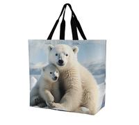 Rkklvbns Cute Polar Bear Women Tote Bag Shoulder Grocerie Bags Portable Storage Handbag Lightweight Durable for Work Travel Casual Bag