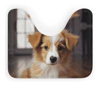 Rkklvbns Cute Puppy Dog Toilet Rugs U Shaped Non Slip Around Bath Mat Soft Absorbent 20"x16" Thin Bathroom Rugs for Sink, Tub, Shower and Toilet