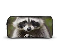 Rkklvbns Cute Raccoon Large Pencil Case Portable Pencil Bag with Zipper Stationery Organizer Simple Storage Aesthetic Stationery for Office College Adult Use