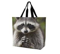 Rkklvbns Cute Raccoon Women Tote Bag Shoulder Grocerie Bags Portable Storage Handbag Lightweight Durable for Work Travel Casual Bag