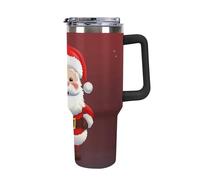 Rkklvbns Cute Santa Claus Travel Coffee Cup, 40 Oz Tumbler with Handle And Straw Lid, Leak-proof Large Capacity Car Cup, Keeps Cold Or Hot for Gym, Travel Sports