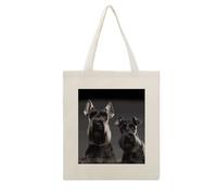 Rkklvbns Cute Schnauzer Dog Tote Bags for Shopping, Reusable Canvas Shoulder Bag for Work, Lightweight Casual Handbags with Strap for Travel, Camping, Beach, Fitness, Activity