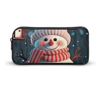 Rkklvbns Cute Snowman Large Pencil Case Portable Pencil Bag with Zipper Stationery Organizer Simple Storage Aesthetic Stationery for Office College Adult Use