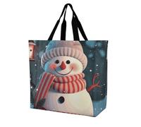 Rkklvbns Cute Snowman Women Tote Bag Shoulder Grocerie Bags Portable Storage Handbag Lightweight Durable for Work Travel Casual Bag