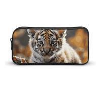 Rkklvbns Cute Tiger Large Pencil Case Portable Pencil Bag with Zipper Stationery Organizer Simple Storage Aesthetic Stationery for Office College Adult Use