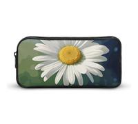 Rkklvbns Daisy Flower Large Pencil Case Portable Pencil Bag with Zipper Stationery Organizer Simple Storage Aesthetic Stationery for Office College Adult Use