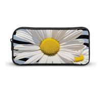 Rkklvbns Daisy Flower Large Pencil Case Portable Pencil Bag with Zipper Stationery Organizer Simple Storage Aesthetic Stationery for Office College Adult Use