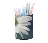 Rkklvbns Daisy Flower Pen Holder Round Desk Pen Holder Stylish Office Desk Decor Makeup Brush Holder Multifunctional Storage Box for Office Home Art Supply