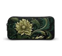 Rkklvbns Dark Green And Green Style Large Pencil Case Portable Pencil Bag with Zipper Stationery Organizer Simple Storage Aesthetic Stationery for Office College Adult Use