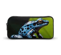 Rkklvbns Dart Frog Blue Large Pencil Case Portable Pencil Bag with Zipper Stationery Organizer Simple Storage Aesthetic Stationery for Office College Adult Use