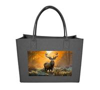 Rkklvbns Deer in The Grass Tote Bag for Unisex, Felt Shopping Case, Reusable Shoulder Bags with Handles, Handbag, Dark Gray, One Size