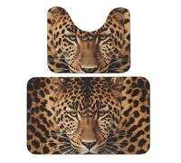 Rkklvbns Depict A Leopard Bath Mat Set 2 Piece Soft Absorbent Bath Rug 19.7"x31.5" U-Shaped Toilet Mat - Non-Slip Machine Washable Dry Quickly Floor Mat
