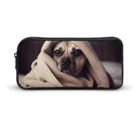 Rkklvbns Dog in A Blanket Large Pencil Case Portable Pencil Bag with Zipper Stationery Organizer Simple Storage Aesthetic Stationery for Office College Adult Use