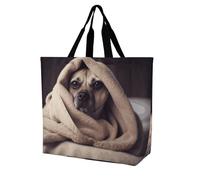 Rkklvbns Dog in A Blanket Women Tote Bag Shoulder Grocerie Bags Portable Storage Handbag Lightweight Durable for Work Travel Casual Bag