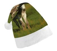 Rkklvbns Donkey on Green Meadow Christmas Hat Personalization Party Headwear Funny Santa Claus Hat Comfort Classic Adults Christmas Hats For Festive Holiday Party Supplies