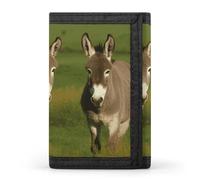 Rkklvbns Donkey on Green Meadow Trifold Wallet for Men Minimalist Design Slim Wallet with Money Pocket & Multiple Card Slots Stylish Durable Wallets