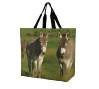Rkklvbns Donkey on Green Meadow Women Tote Bag Shoulder Grocerie Bags Portable Storage Handbag Lightweight Durable for Work Travel Casual Bag