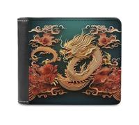 Rkklvbns Dragon Chinese Background Leather Wallets RFID Blocking Slim Front Pocket Wallet Leather Money Clip, Stylish Mens Bifold Wallet Credit Card Holder Gift for Men
