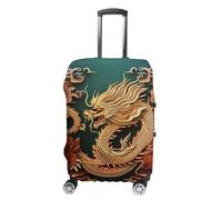 Rkklvbns Dragon Chinese Background Luggage Cover for Travel, Washable Suitcase Protector for Home, Anti Scratch Luggage Covers with Zippers on Both Sides, Stretchable Outdoor Accessories, white, Small