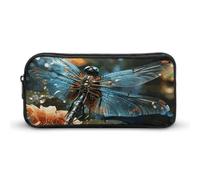 Rkklvbns Dragonfly Flying on The Pond Large Pencil Case Portable Pencil Bag with Zipper Stationery Organizer Simple Storage Aesthetic Stationery for Office College Adult Use