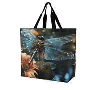 Rkklvbns Dragonfly Flying on The Pond Women Tote Bag Shoulder Grocerie Bags Portable Storage Handbag Lightweight Durable for Work Travel Casual Bag