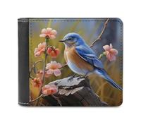 Rkklvbns Eastern Bluebird Leather Wallets RFID Blocking Slim Front Pocket Wallet Leather Money Clip, Stylish Mens Bifold Wallet Credit Card Holder Gift for Men