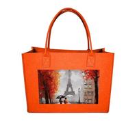 Rkklvbns Eiffel Tower Paris Painting Tote Bag for Unisex, Felt Shopping Case, Reusable Shoulder Bags with Handles, Handbag, Fruit Orange, One Size
