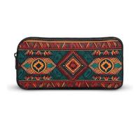Rkklvbns Ethnic Geometric Pattern Large Pencil Case Portable Pencil Bag with Zipper Stationery Organizer Simple Storage Aesthetic Stationery for Office College Adult Use