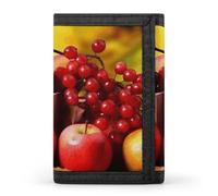 Rkklvbns Fall Red Leaves And Fruits Trifold Wallet for Men Minimalist Design Slim Wallet with Money Pocket & Multiple Card Slots Stylish Durable Wallets