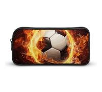 Rkklvbns Fire Soccer Ball Large Pencil Case Portable Pencil Bag with Zipper Stationery Organizer Simple Storage Aesthetic Stationery for Office College Adult Use
