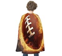Rkklvbns Flaming American Football Halloween Cape Reversible Cloak Dress Up Capes Personalization Superhero Capes Cosplay Clothing Decoration For Holiday Party
