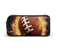 Rkklvbns Flaming American Football Large Pencil Case Portable Pencil Bag with Zipper Stationery Organizer Simple Storage Aesthetic Stationery for Office College Adult Use