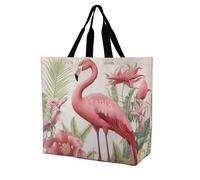 Rkklvbns Flamingo And Leaves Women Tote Bag Shoulder Grocerie Bags Portable Storage Handbag Lightweight Durable for Work Travel Casual Bag