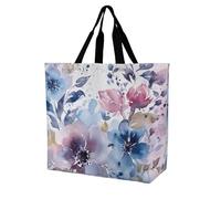 Rkklvbns Floral Watercolor Painting Women Tote Bag Shoulder Grocerie Bags Portable Storage Handbag Lightweight Durable for Work Travel Casual Bag