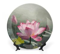 Rkklvbns Flower Blossom Decorative Plates 7inch Ceramic Dinner Plates Bone China Decorative Plate with Display Stand Dessert Plates for Home Office Wall Decoration