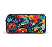 Rkklvbns Flower Design Large Pencil Case Portable Pencil Bag with Zipper Stationery Organizer Simple Storage Aesthetic Stationery for Office College Adult Use
