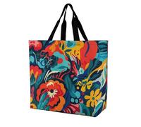 Rkklvbns Flower Design Women Tote Bag Shoulder Grocerie Bags Portable Storage Handbag Lightweight Durable for Work Travel Casual Bag