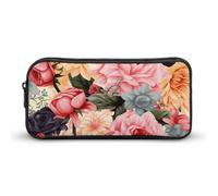 Rkklvbns Flower Pattern Large Pencil Case Portable Pencil Bag with Zipper Stationery Organizer Simple Storage Aesthetic Stationery for Office College Adult Use