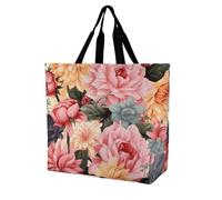 Rkklvbns Flower Pattern Women Tote Bag Shoulder Grocerie Bags Portable Storage Handbag Lightweight Durable for Work Travel Casual Bag