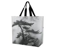 Rkklvbns Foggy Mountain Pine Tree Women Tote Bag Shoulder Grocerie Bags Portable Storage Handbag Lightweight Durable for Work Travel Casual Bag