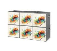 Rkklvbns Foldable Abstract Music Themed Storage Cubes Organizer with Handles, Storage Bags 6PCS for Clothing, Sturdy Organizer Bins for Blanket, Comforters, Bed Sheets, Pillows