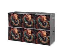 Rkklvbns Foldable Chinese Dragon Storage Cubes Organizer with Handles, Storage Bags 6PCS for Clothing, Sturdy Organizer Bins for Blanket, Comforters, Bed Sheets, Pillows