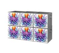 Rkklvbns Foldable Colorful Octopus Storage Cubes Organizer with Handles, Storage Bags 6PCS for Clothing, Sturdy Organizer Bins for Blanket, Comforters, Bed Sheets, Pillows