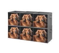 Rkklvbns Foldable Long Haired Dachshund Storage Cubes Organizer with Handles, Storage Bags 6PCS for Clothing, Sturdy Organizer Bins for Blanket, Comforters, Bed Sheets, Pillows
