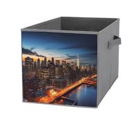 Rkklvbns Foldable New York City Scenery Storage Cubes Organizer with Handles, Storage Bags 1PCS for Clothing, Sturdy Organizer Bins for Blanket, Comforters, Bed Sheets, Pillows