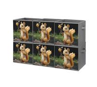 Rkklvbns Foldable Resin Squirrel Storage Cubes Organizer with Handles, Storage Bags 6PCS for Clothing, Sturdy Organizer Bins for Blanket, Comforters, Bed Sheets, Pillows