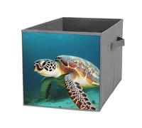 Rkklvbns Foldable Sea Turtle Storage Cubes Organizer with Handles, Storage Bags 1PCS for Clothing, Sturdy Organizer Bins for Blanket, Comforters, Bed Sheets, Pillows