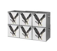 Rkklvbns Foldable Sketch of Bald Eagle Diving Storage Cubes Organizer with Handles, Storage Bags 6PCS for Clothing, Sturdy Organizer Bins for Blanket, Comforters, Bed Sheets, Pillows